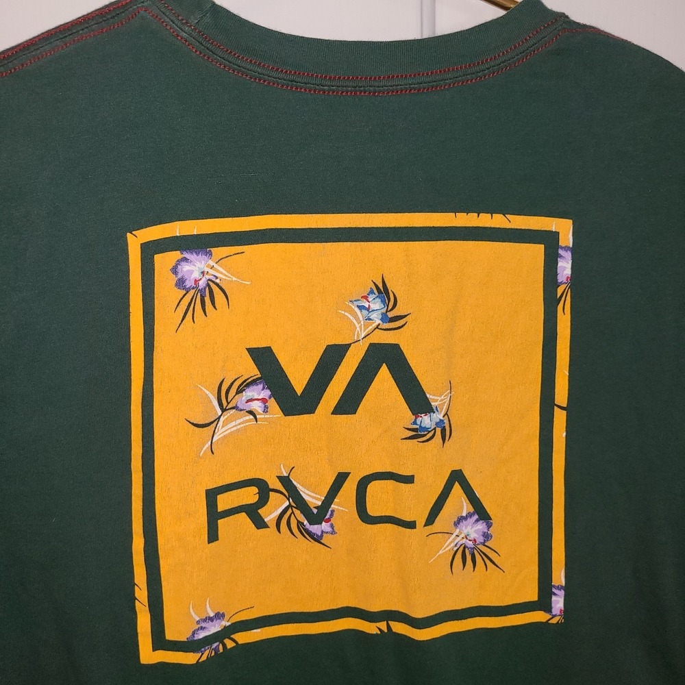 RVCA Casual T-Shirts Top Size M Mens Green Logo Short Sleeve  Preowned‎